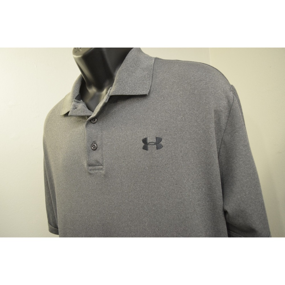 Under Armour Golf Polo Gray HeatGear Loose Performance Short Sleeve Mens 2XL XXL